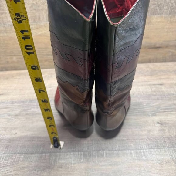 Knee High Leather Patwork Boot Women's Size EU 37.5 - Picture 3 of 7